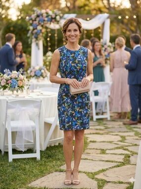 Milly Blue Multicolored Classic Business Career Special Occasion Dress Size 2